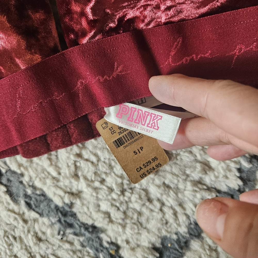 Victori's Secret Pink Velvet Strappy Bralette Size Small - Picture 5 of 5